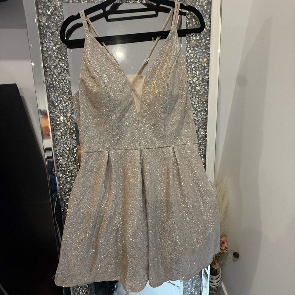 Crystal Doll Silver Glitter Mini Dress